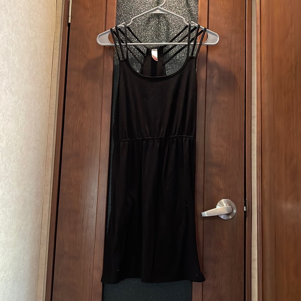 Black strappy shoulder dress